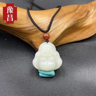 豫昌正宗新疆和田玉弥勒佛吊坠天然玉石佛公玉坠正品真玉羊脂白挂件